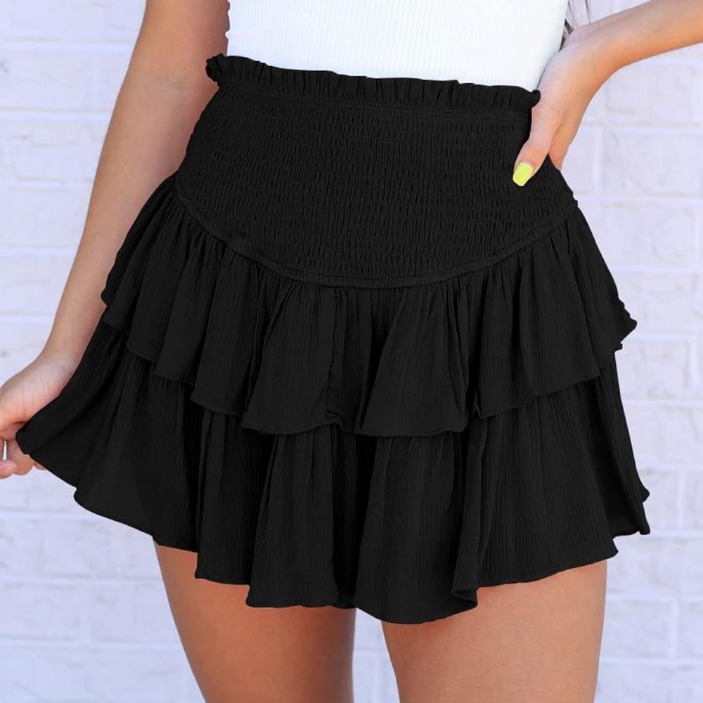 🏴 RUFFLE SKORT 🏴 tiered high waisted skort | skirt fully lined with shorts - Picture 4 of 7